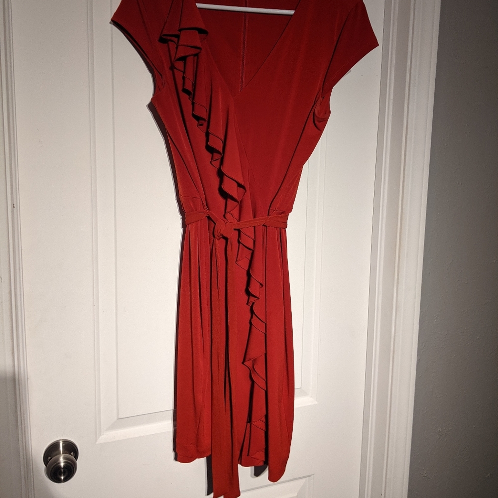 Calvin Klein Red Ruffle Dress